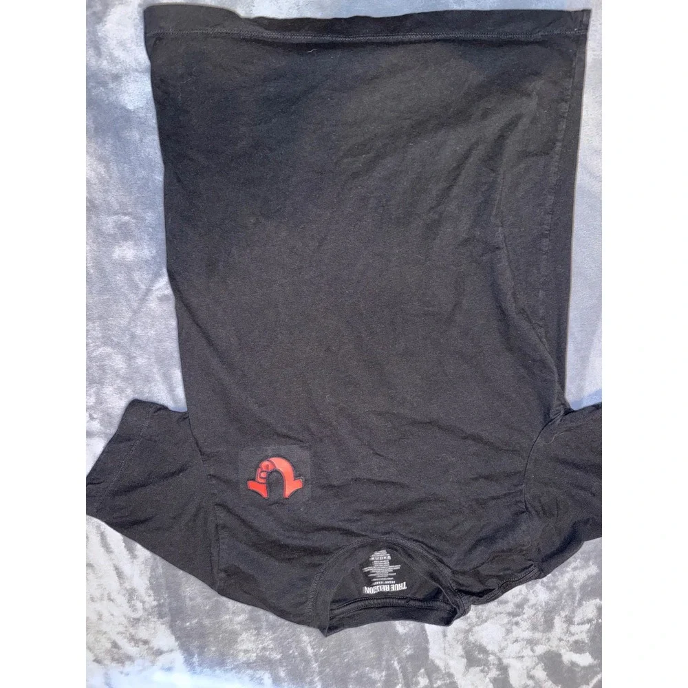 True Religion Mens Black World Tour Horseshoe Graphic T-Shirt Small Cotton Tee